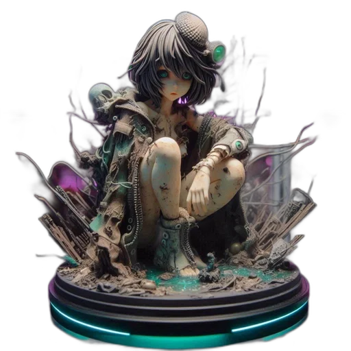 concept art, fantasy art, cyberpunk, 3d render transparent PNG cut-out