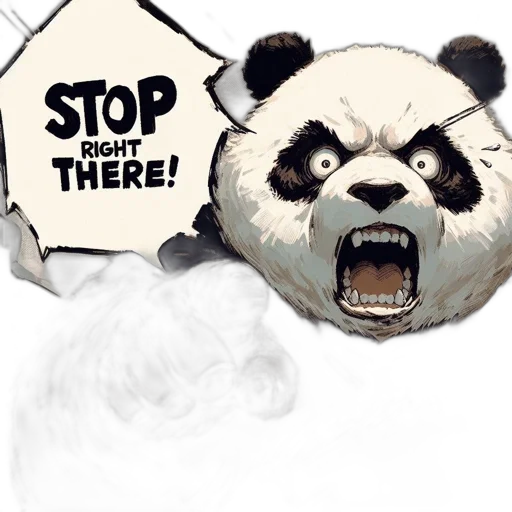 concept art, photorealistic, comic book art, panda transparent PNG cut-out