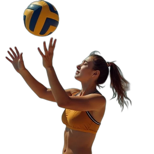photorealistic, woman, volleyball, player transparent PNG cut-out