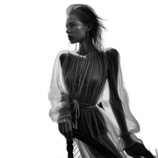dress, jacket, jewelry, photorealistic transparent PNG cut-out