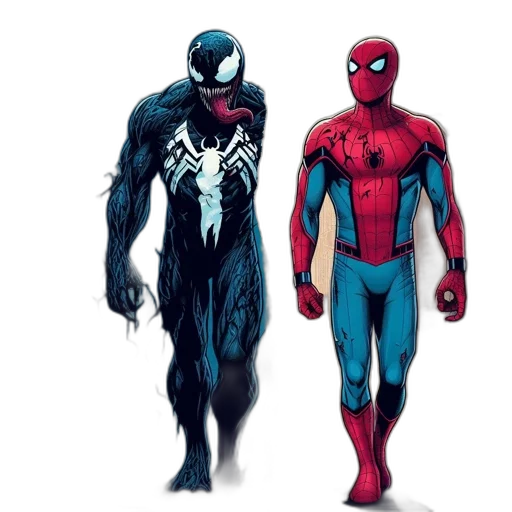 concept art, comic book art, 3d render, two transparent PNG cut-out
