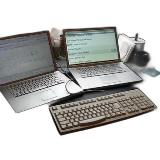 staff, 3d render, two, laptops transparent PNG cut-out