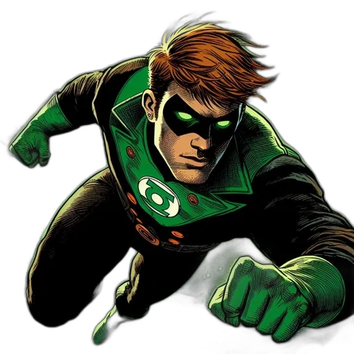 comic book art, concept art, green, superhero transparent PNG cut-out