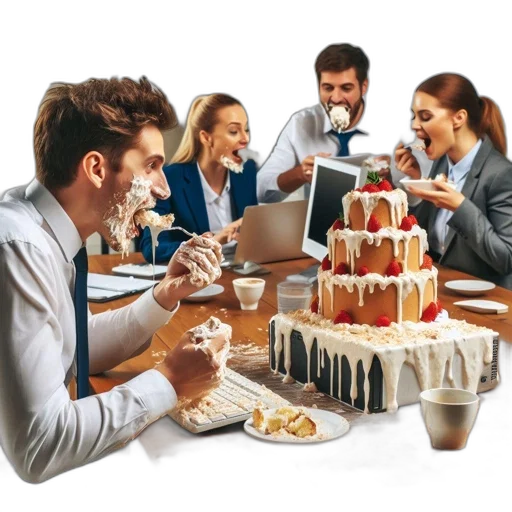 food, staff, 3d render, humorous transparent PNG cut-out
