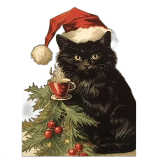 hat, photorealistic, black, cat transparent PNG cut-out