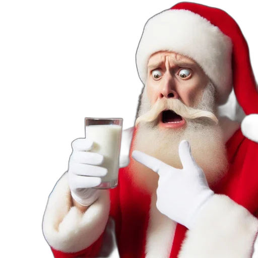 santa, instead, holding, milk transparent PNG cut-out