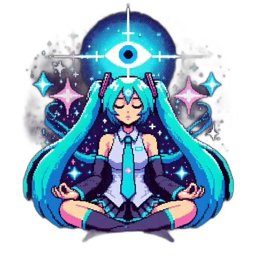 staff, robot, pixel art, anime transparent PNG cut-out