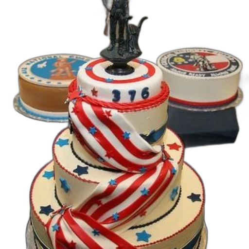 3d render, patriotic-themed, cake, red transparent PNG cut-out