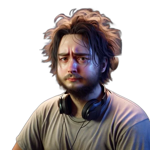 hair, face, staff, creature transparent PNG cut-out