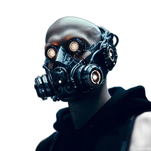 mask, robot, face, jacket transparent PNG cut-out