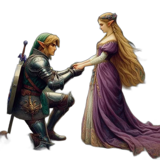 sword, dress, crown, fantasy art transparent PNG cut-out