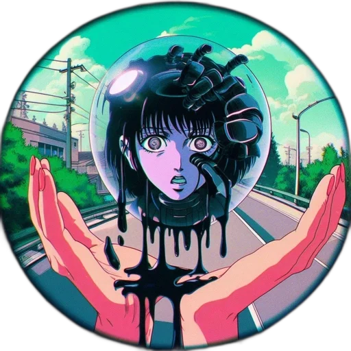 jacket, robot, vaporwave, cyberpunk transparent PNG cut-out