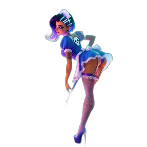 dress, robot, staff, weapon transparent PNG cut-out
