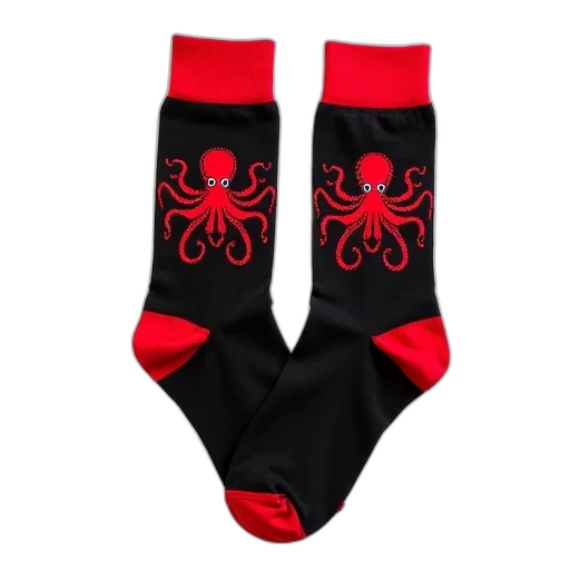 pair, black, red, socks transparent PNG cut-out
