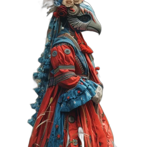 mask, dress, staff, dragon transparent PNG cut-out