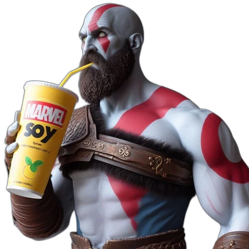 concept art, 3d render, fantasy art, kratos-inspired transparent PNG cut-out