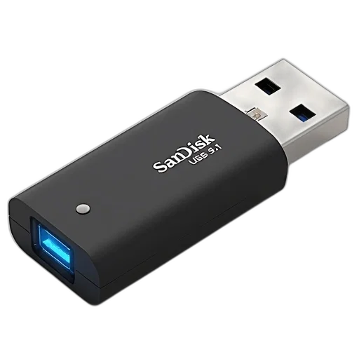 3d render, black, usb, flash transparent PNG cut-out