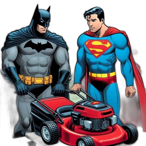 comic book art, concept art, batman, superman transparent PNG cut-out