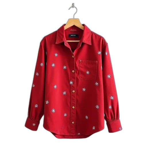 jacket, red, shirt, floral transparent PNG cut-out