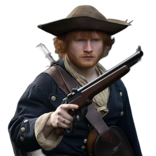 weapon, staff, hat, jacket transparent PNG cut-out