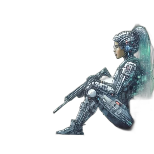 robot, weapon, cyberpunk, concept art transparent PNG cut-out