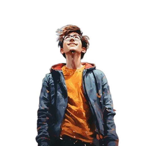jacket, face, staff, creature transparent PNG cut-out