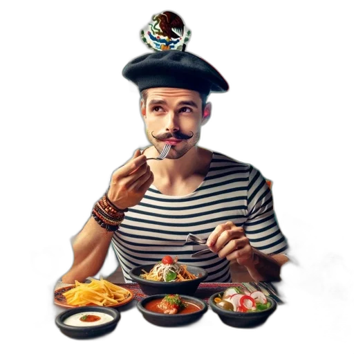 food, hat, face, photorealistic transparent PNG cut-out