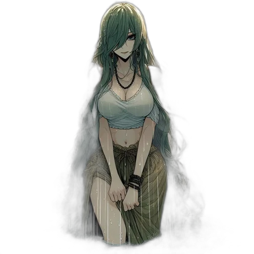 dress, mask, creature, staff transparent PNG cut-out