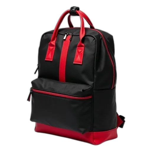 3d render, black, red, backpack transparent PNG cut-out