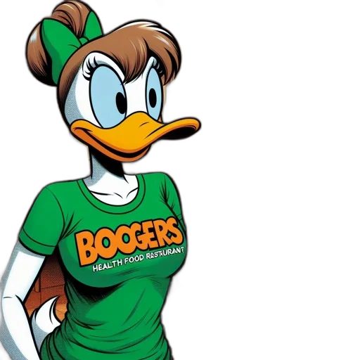cartoon, daisy, duck, green transparent PNG cut-out