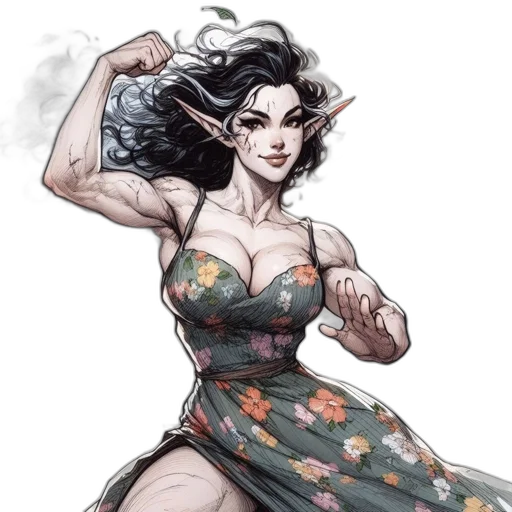 dress, fantasy art, concept art, comic book art transparent PNG cut-out