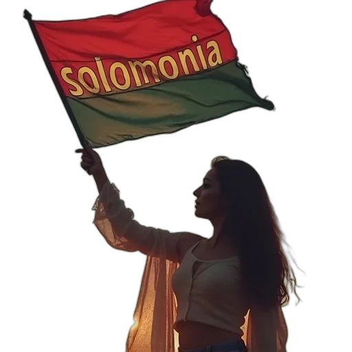 woman, holding, flag, word transparent PNG cut-out