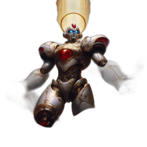 robot, crown, mask, staff transparent PNG cut-out