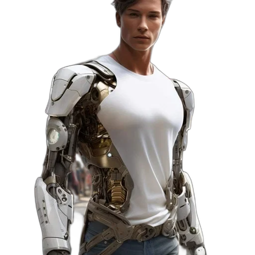robot, jacket, 3d render, concept art transparent PNG cut-out