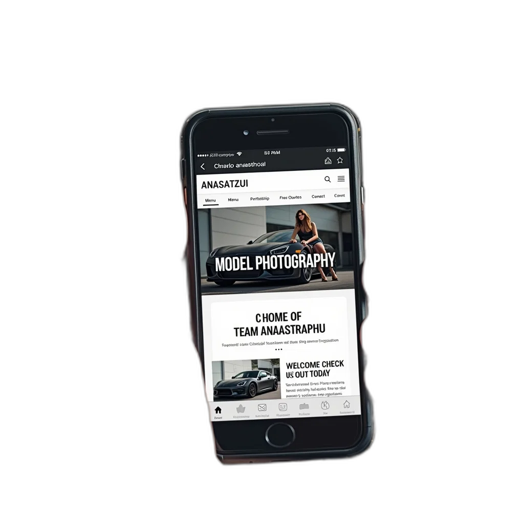car, smartphone, displaying, website transparent PNG cut-out