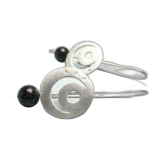 jewelry, silver, earrings, black transparent PNG cut-out