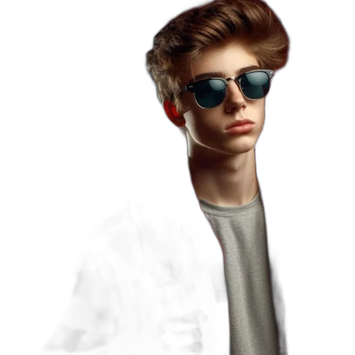 jacket, hair, face, creature transparent PNG cut-out