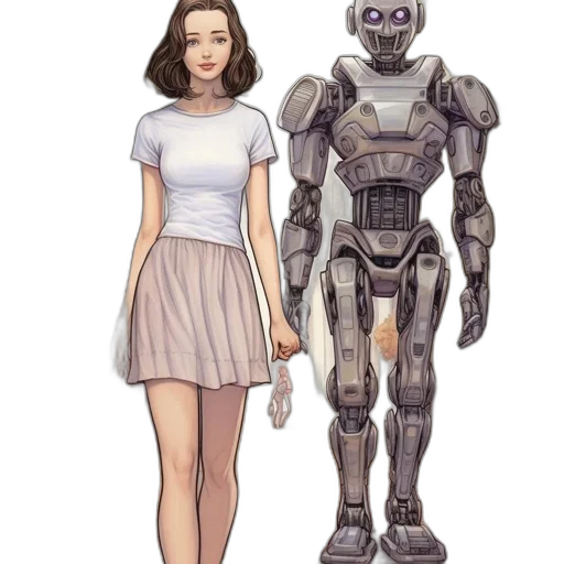 robot, dress, concept art, pixel art transparent PNG cut-out