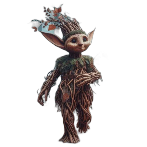 creature, staff, mask, tree transparent PNG cut-out