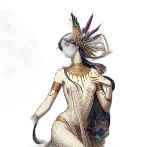 dress, mask, staff, dragon transparent PNG cut-out