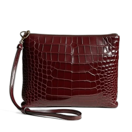 celine, crocodile, leather, clutch transparent PNG cut-out