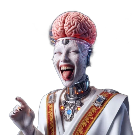 robot, crown, face, creature transparent PNG cut-out