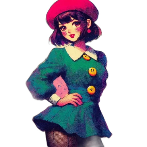 dress, hat, jacket, staff transparent PNG cut-out