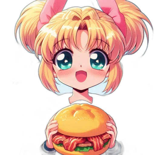 food, anime, pixel art, vaporwave transparent PNG cut-out