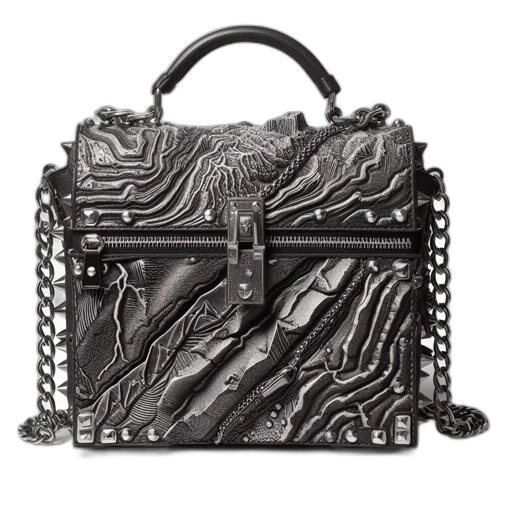 rectangular, metallic, handbag, topographical transparent PNG cut-out