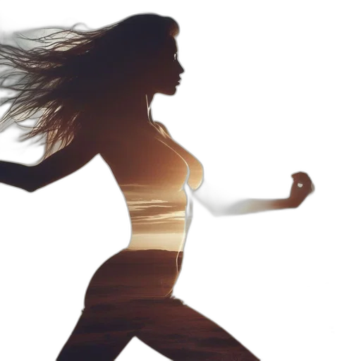 photorealistic, woman, running, dancing transparent PNG cut-out