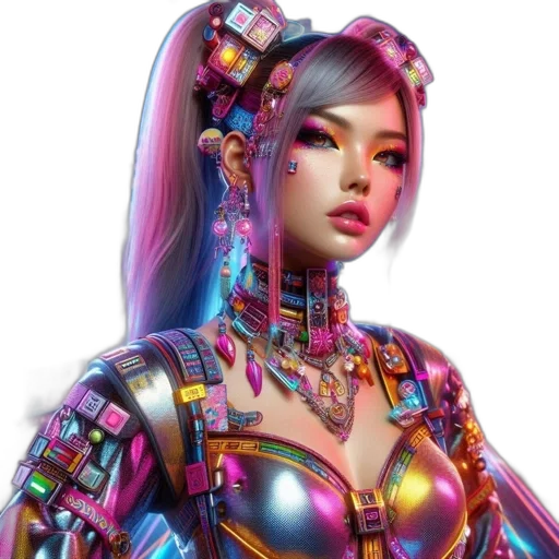 robot, jewelry, dress, cyberpunk transparent PNG cut-out