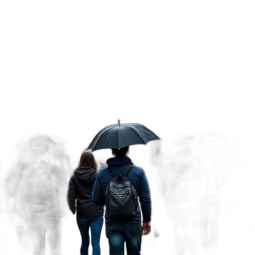 umbrella, jacket, concept art, photorealistic transparent PNG cut-out