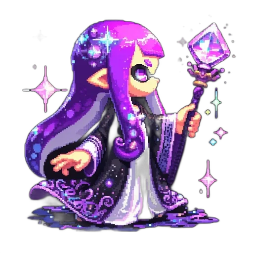 staff, dress, weapon, pixel art transparent PNG cut-out