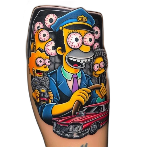 cartoon, concept art, tattoo, depicts transparent PNG cut-out